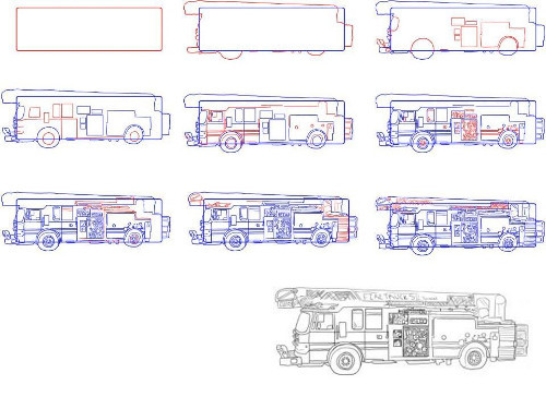 Hoe een brandweerwagen te tekenen?